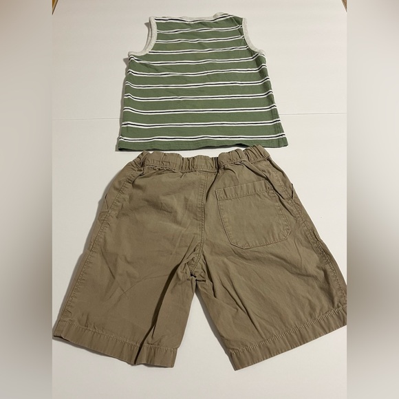 Carter’s Boys 2-Piece Outfit Set Size 5 Green Striped Tank Top & Khaki Shorts - Picture 3 of 6
